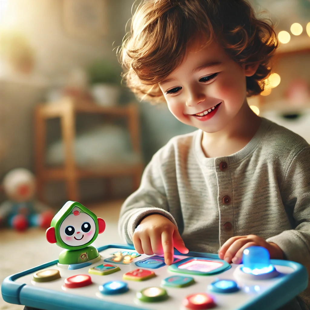 Child playing with interactive tech toy